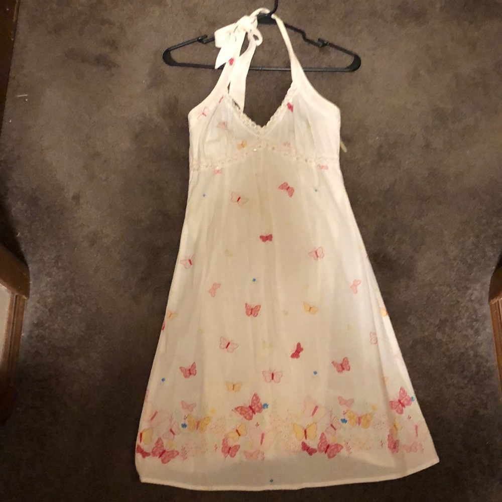 Twenty One White Butterfly Halter Dress